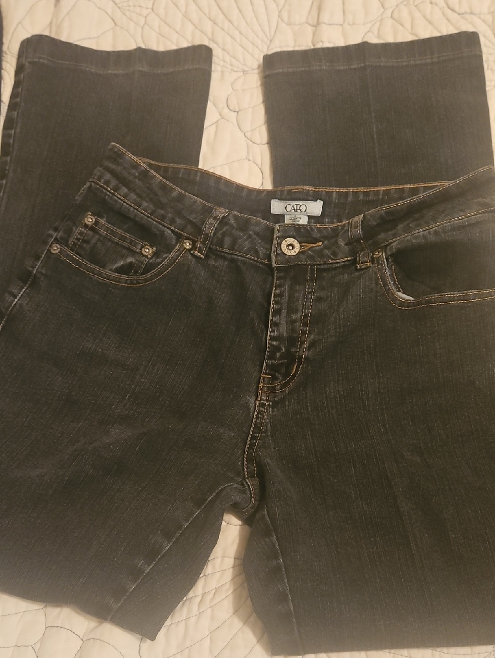 Cato Women's Dark Gray Boot Cut Jeans with Contrast Stitching Size 4, 27 Inseam